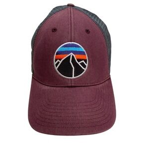 Patagonia Fitz Roy Emblem LoPro Trucker Hat Men's Mesh Cap Burgundy Snapback VTG